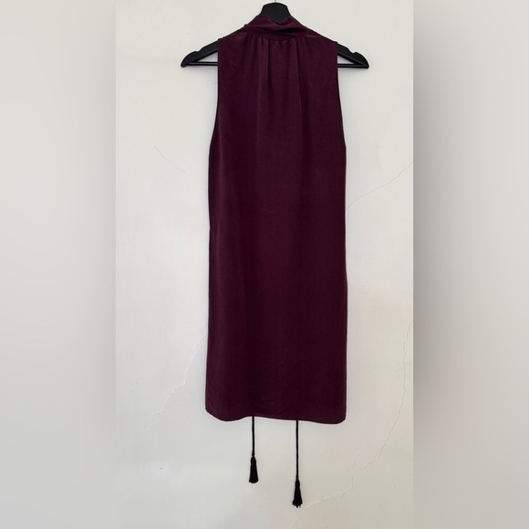 Aritzia Wilfred 100%Silk Sabrine Faux-Wrap Mini Sleeveless Tassel Elegant Dress - Picture 3 of 10
